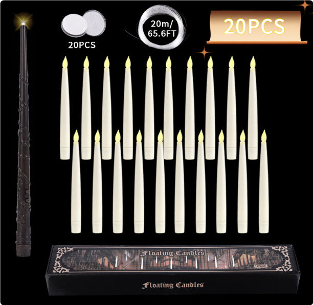 Halloween Floating LED Candles With Magic Wand Remote Control Flameless Remote Taper Electronic Candle Christmas Party Decor Candle Lights